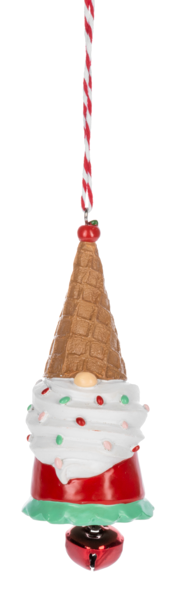Gnome with Brown Waffle Cone Hat Ornament