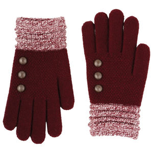 Ladies Burgundy Stretch Knit Gloves