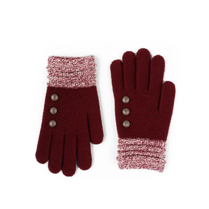 Ladies Burgundy Stretch Knit Gloves