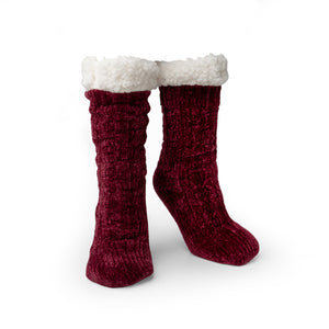Burgundy Soft Chenille Ladies Slipper Socks