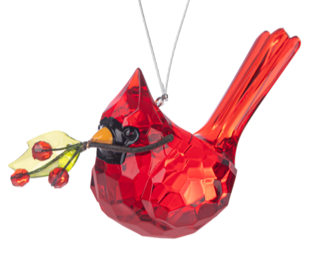 Acrylic Berry Cardinal with Twig/Red Berries