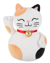Load image into Gallery viewer, Plush White/Black/Cream Good Luck Cat
