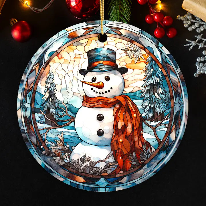 Ceramic Elegant Snowman Ornament