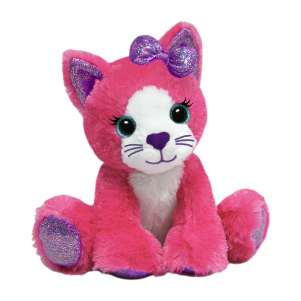 Plush Pink Christa Cat with Purple Bow