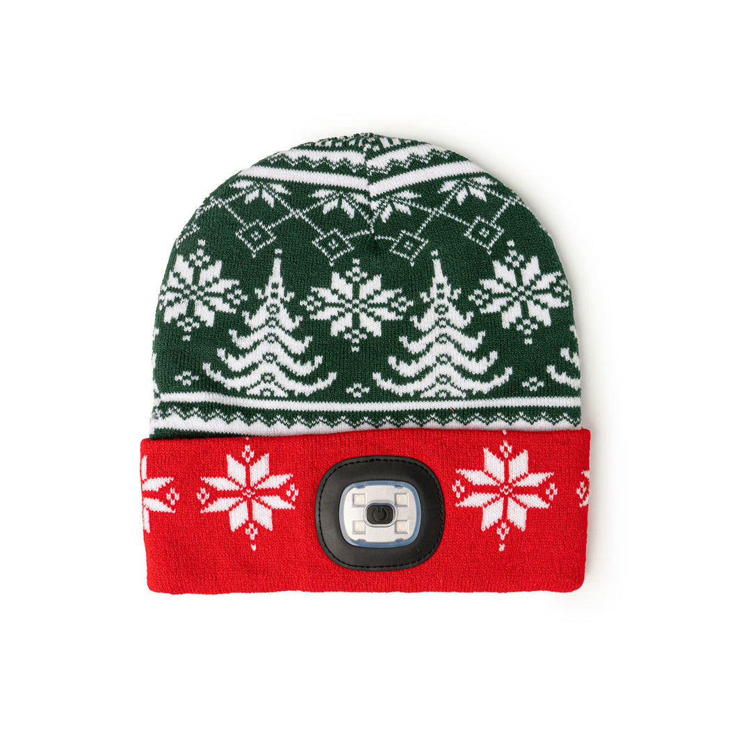 Kids Green Rechargeable Night Scope Beanie with Snowflakes