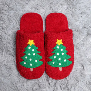 Ladies Plush Christmas Tree Slippers -Medium/Large