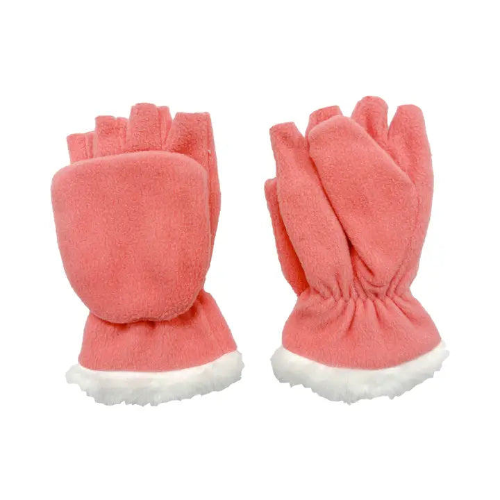 Girls Coral Microfleece Pop-Top Gloves
