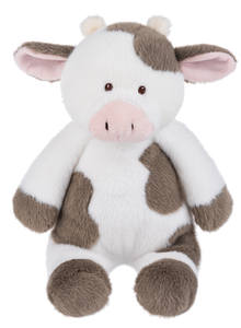 Plush White Cow with Grey Spots& Pink Nose