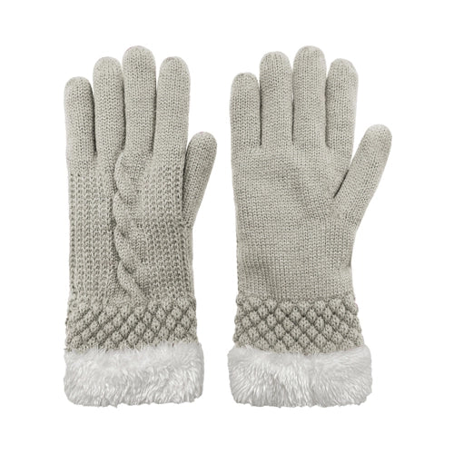 Ladies Acrylic Cable Knit Cream Gloves