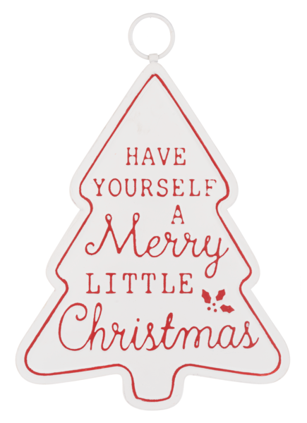 Metal White Christmas Tree Decor- Have Yourself a Merry Little Christmas