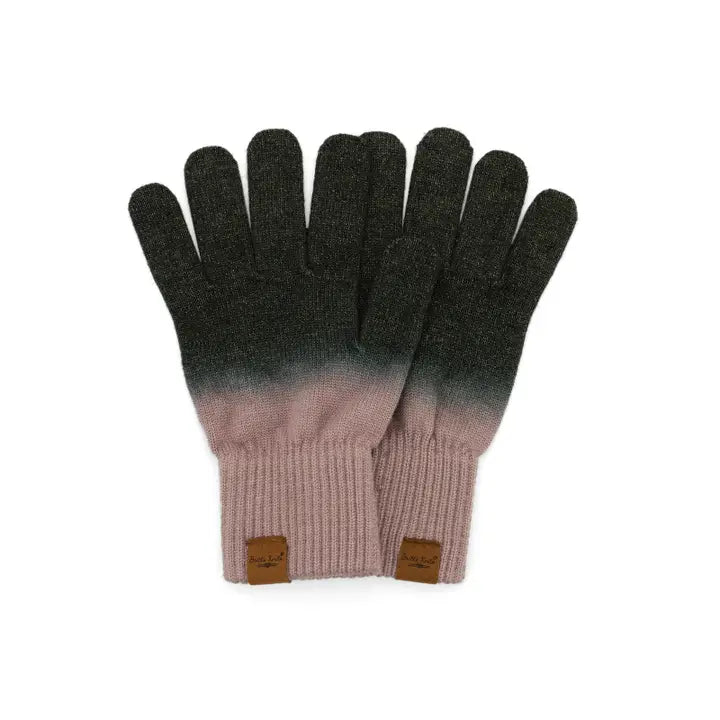 Ladies Dark Pink/Grey Double Dip Knit Gloves