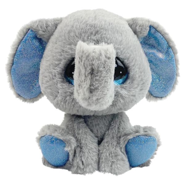 Plush Grey Elephant with Sparkling Eyes