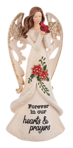 Christmas Cardinal Angel Figurine- Forever In Our Hearts & Prayers