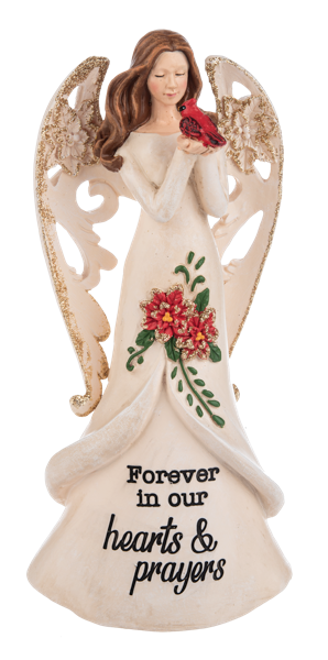 Christmas Cardinal Angel Figurine- Forever In Our Hearts & Prayers