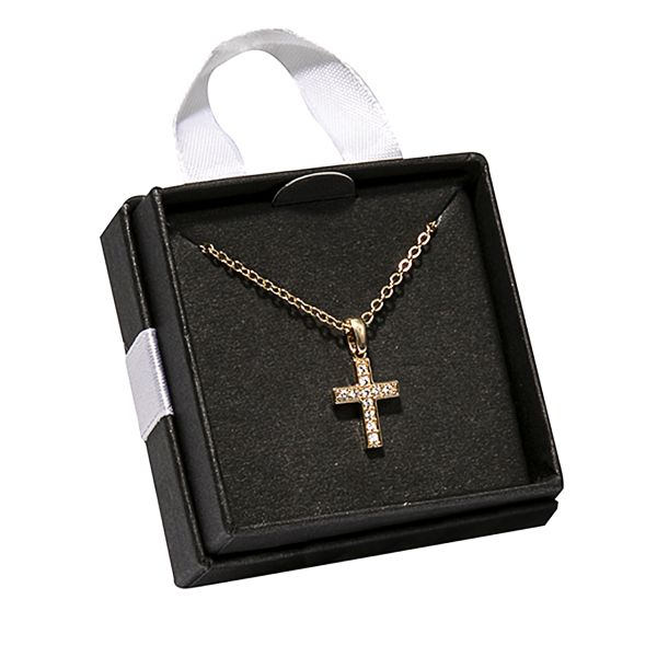Ladies Gold Cubic Zirconia Cross Necklace
