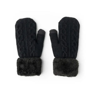 Ladies Cozy Cable Knit Grey Mittens