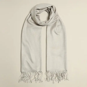Ladies Grey Pashmina Shawl Scarf Wrap with Fringes