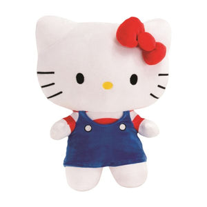 Plush Hello Kitty Doll Wearing Blue Jumper & Red/White Striped Shirt