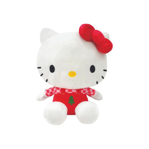 Plush Hello Kitty Wearing Suspenders with Christmas Tree