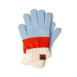 Britts Knits Kids Cozy Gloves- Blue/Coral /White