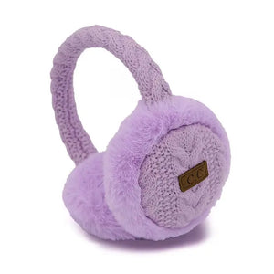 Ladies Cable Knit Faux Fur Lavender Ear Muffs