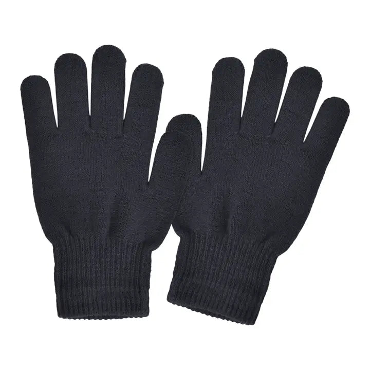 Ladies Navy Solid Knit Stretch Gloves