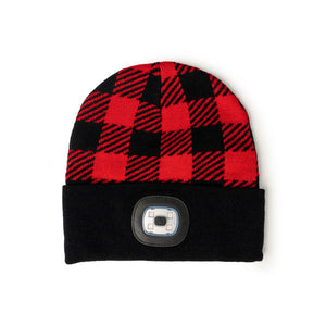 Kids Rechargeable Night Scope Red/Black Plaid Beanie