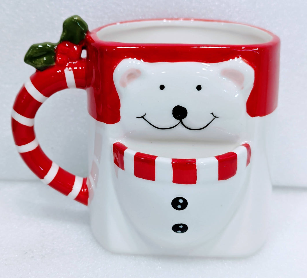 Polar Bear Holiday Mug with Cookie Holder