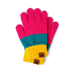 Britts Knits Kids Cozy Gloves- Pink/Blue/Yellow