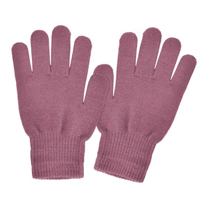 Ladies Pink Solid Knit Stretch Gloves
