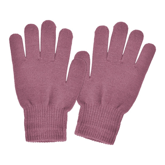 Ladies Pink Solid Knit Stretch Gloves