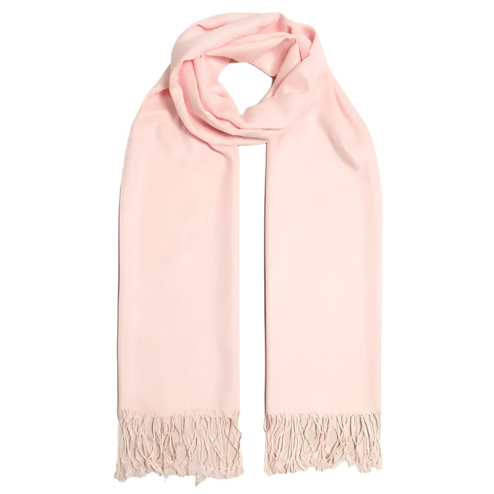 Ladies Pink Pashmina Shawl Scarf Wrap with Fringes