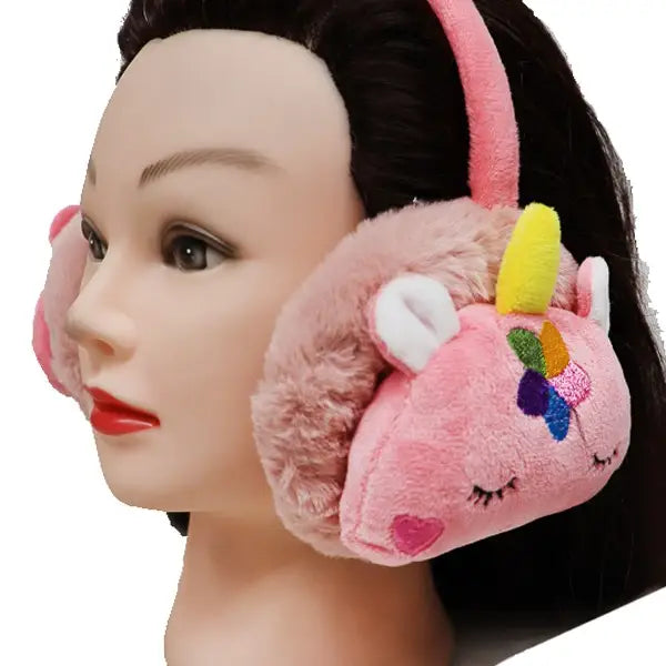 Kids Pink Sleepy Eye Unicorn Ear Muffs