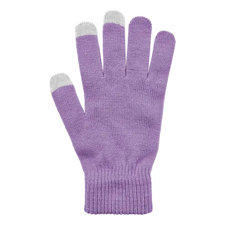 Ladies Purple Acrylic Knit Stretch Gloves