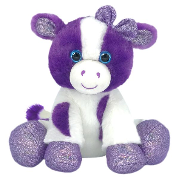 Plush Purple/White Callie The Cow with a Purple  Bow