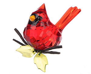 Acrylic Crystal Elegant Red Cardinal Sitting on Branch