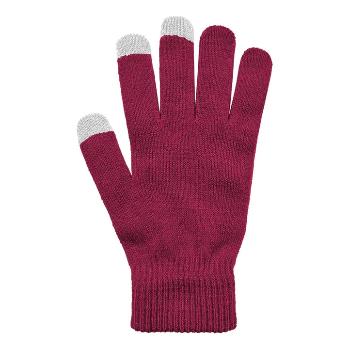 Ladies Red Acrylic Knit Stretch Gloves