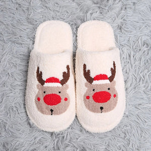 Ladies Plush Reindeer Slippers -Small/Medium