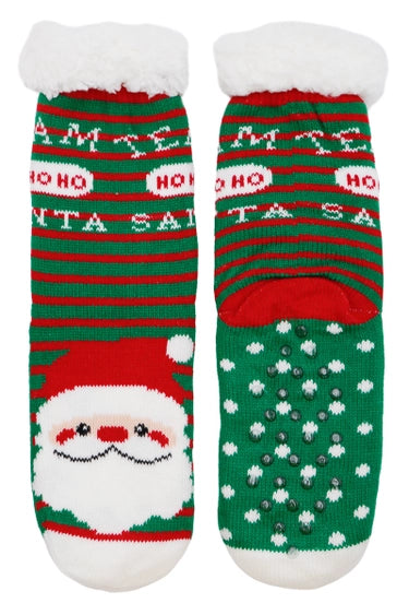 Christmas Santa Fuzzy Mid-Crew Cozy Lounge Socks