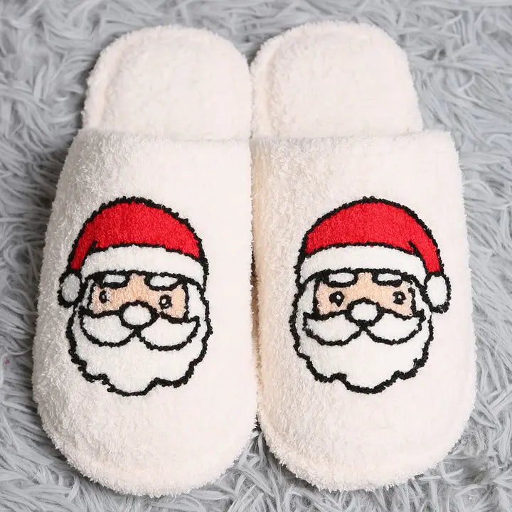 Ladies Plush Santa Slippers - Medium/Large