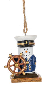 Smore Ship Captain Ornament Wearing Captain Hat with The Helm Of The Ship