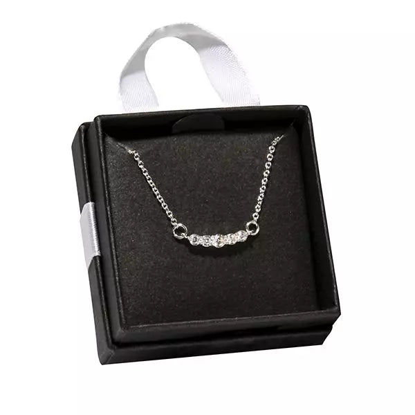 Ladies Silver Cubic Zirconia Bar Necklace