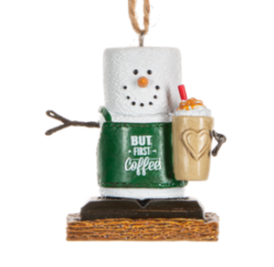 Smores Barista Ornament- But First Coffee
