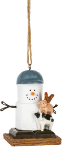 Smore Farmer Ornament with Cow ,Pig & Rooster