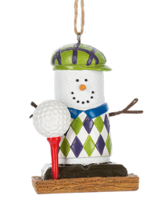 Smore Golf Ornament with Green Hat & Golf Sweater