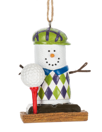 Smore Golf Ornament with Green Hat & Golf Sweater
