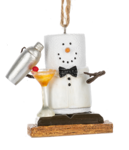 Smore Mixologist Ornament with Martini Shaker & Martini Glass