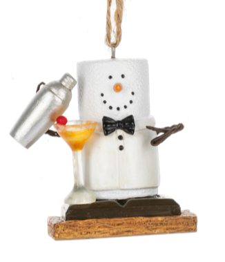 Smore Mixologist Ornament with Martini Shaker & Martini Glass