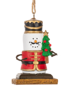 Smore Nutcracker Ornament Holding Christmas Tree
