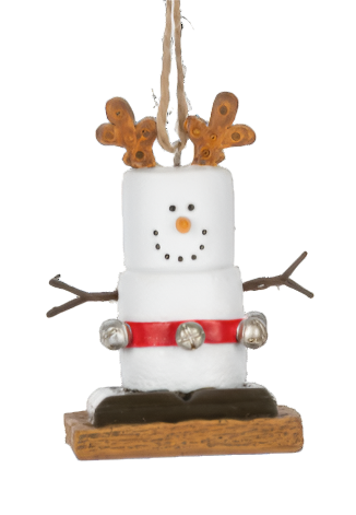 Smore Reindeer Ornament with Silver Jingle Bells & Antlers